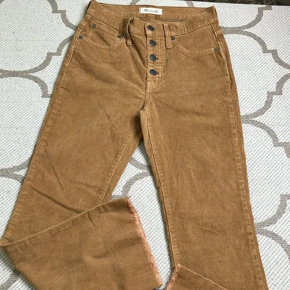 Madewell Cali Demi Boot Tan Corduroy Button-Fly Pants, size 25 - Picture 15 of 17